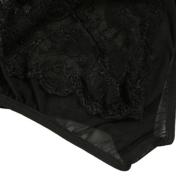 LAST ONE!! Sexy Floral Lace Halter Teddy Black - Picture 4 of 5